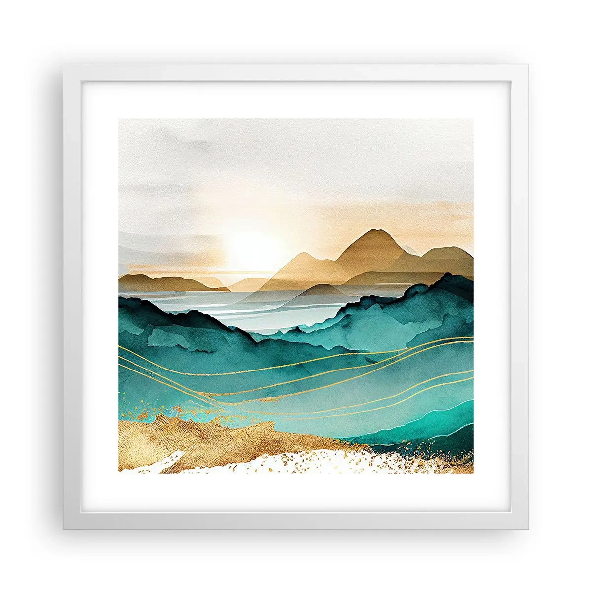 Poster în ramă albă - La limita abstracției - peisaj - 40x40 cm