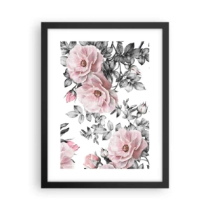 Poster în ramă neagră - Pierde-te în florile de trandafir - 30x40 cm
