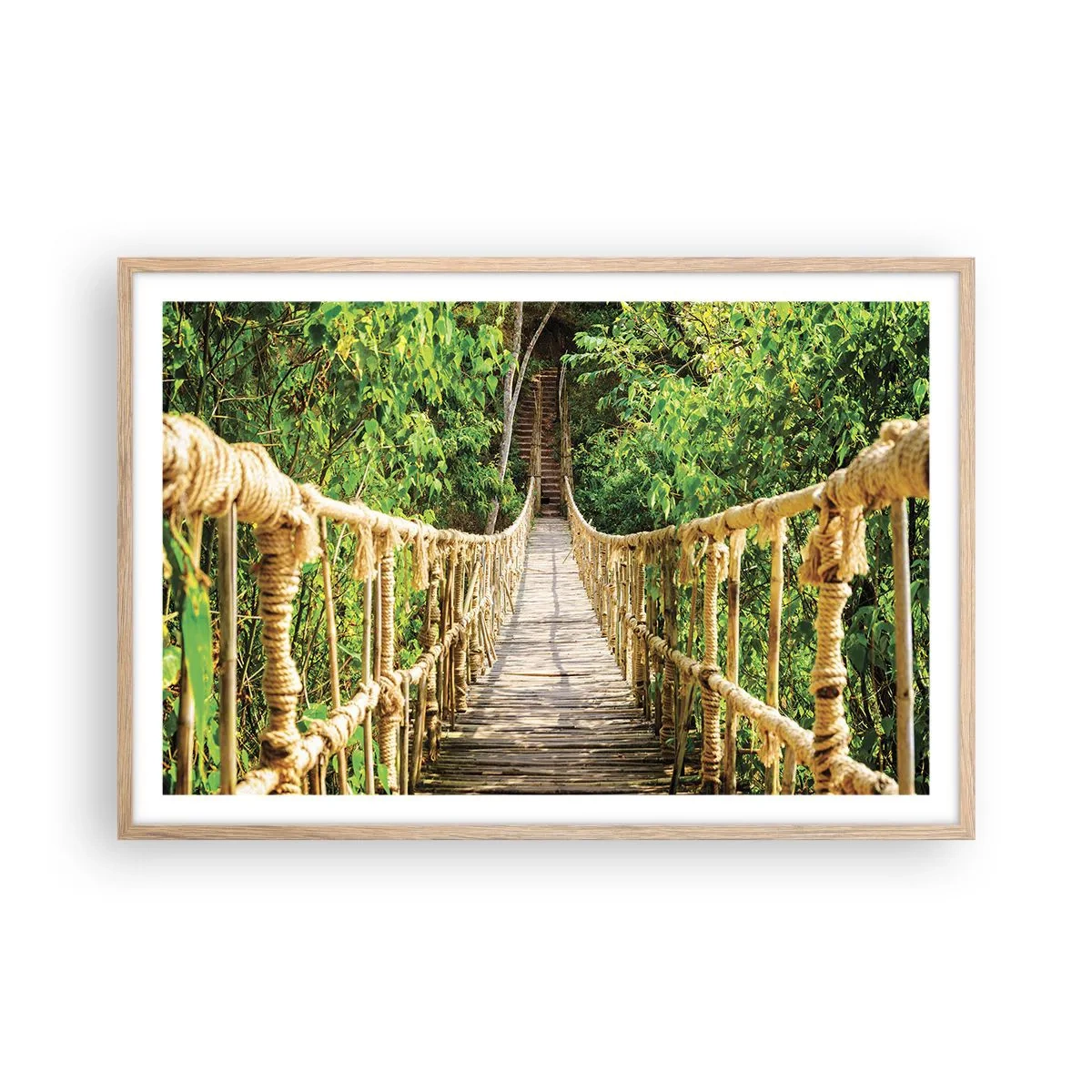 Poster în ramă de stejar deschis - Suspendat în verde - 91x61 cm