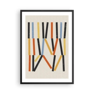 Poster în ramă neagră - Abstracție geometrică colorată cu linii verticale - 50x70cm - Compoziție la nivel - Decorațiune modernă pentru perete pentru living și dormitor ARTTOR