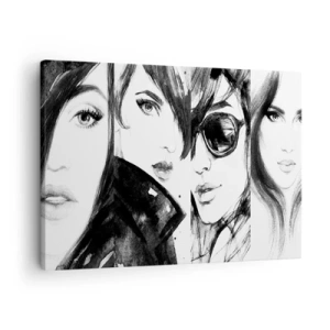 Tablou pe pânză Canvas - Portrete elegante de femei în tonuri monocromatice - 70x50cm - Frumusețe înmulțită - Decorațiune modernă pentru perete pentru living și dormitor ARTTOR