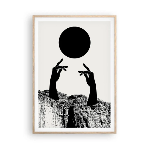 Poster în ramă de stejar deschis - Compoziție suprarealistă: soarele și tot restul - 70x100 cm