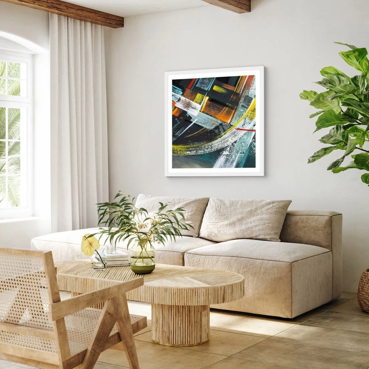 Poster în ramă albă - Energia în mișcare - 40x40 cm