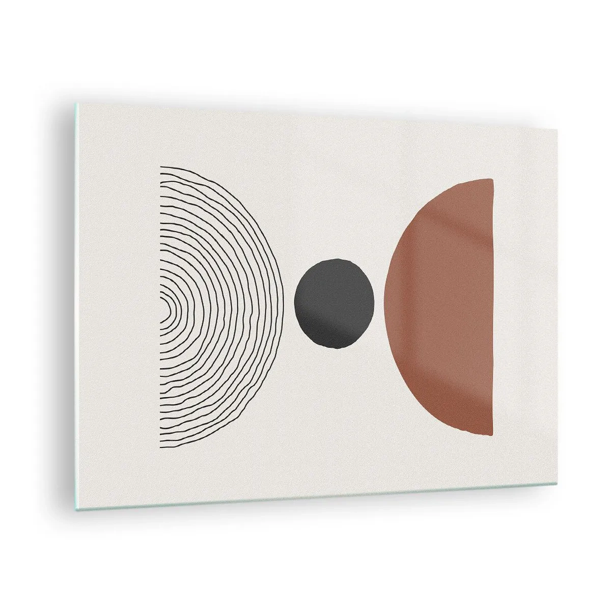 Tablou pe sticlă - Forme geometrice abstracte pe un fundal deschis - 70x50cm - În centrul atenției - Decorațiune modernă pentru perete pentru living și dormitor ARTTOR