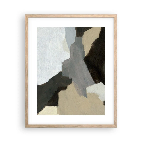 Poster în ramă de stejar deschis - Abstracție: despărțirile griului - 40x50 cm
