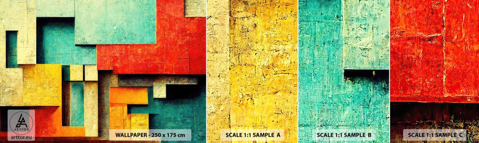 Mostră de Tapet Standard Eco - Festival de unghiuri drepte - 3D, Bucată, Geometric - 100x30 cm