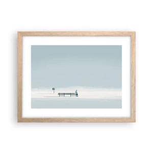 Poster în ramă de stejar deschis - Da, aștept. - 40x30 cm