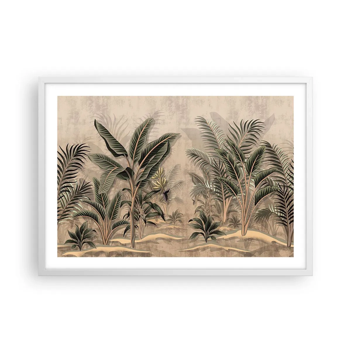Poster în ramă albă - Gravură în stil colonial - 70x50 cm
