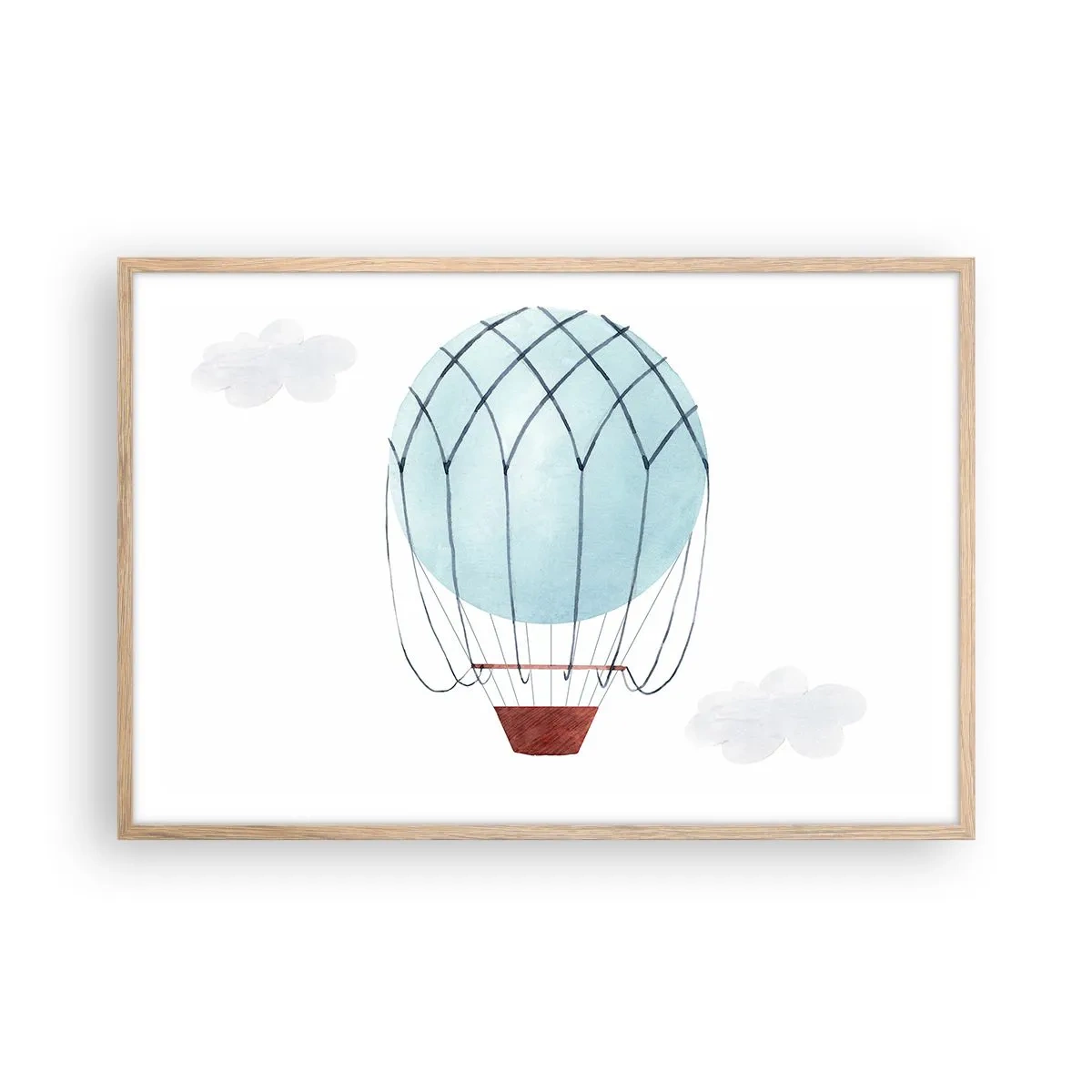 Poster în ramă de stejar deschis - Complet în nori - 91x61 cm