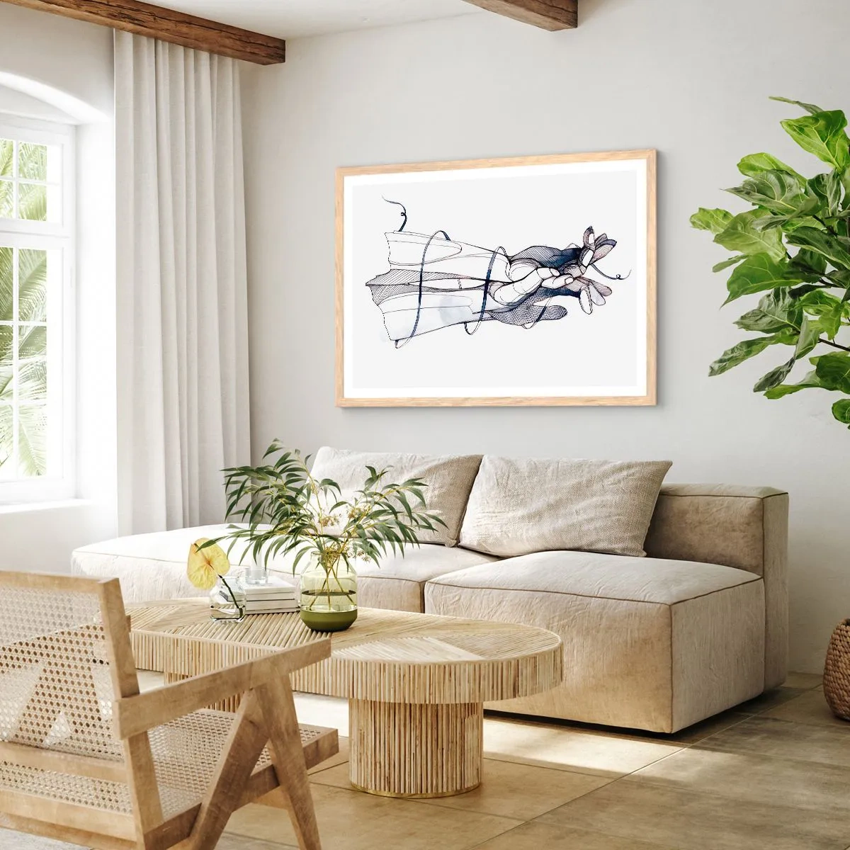 Poster în ramă de stejar deschis - Un studiu al atingerii - 100x70 cm