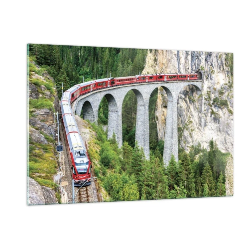 Tablou pe sticlă - Cu trenul prin munți - 120x80 cm