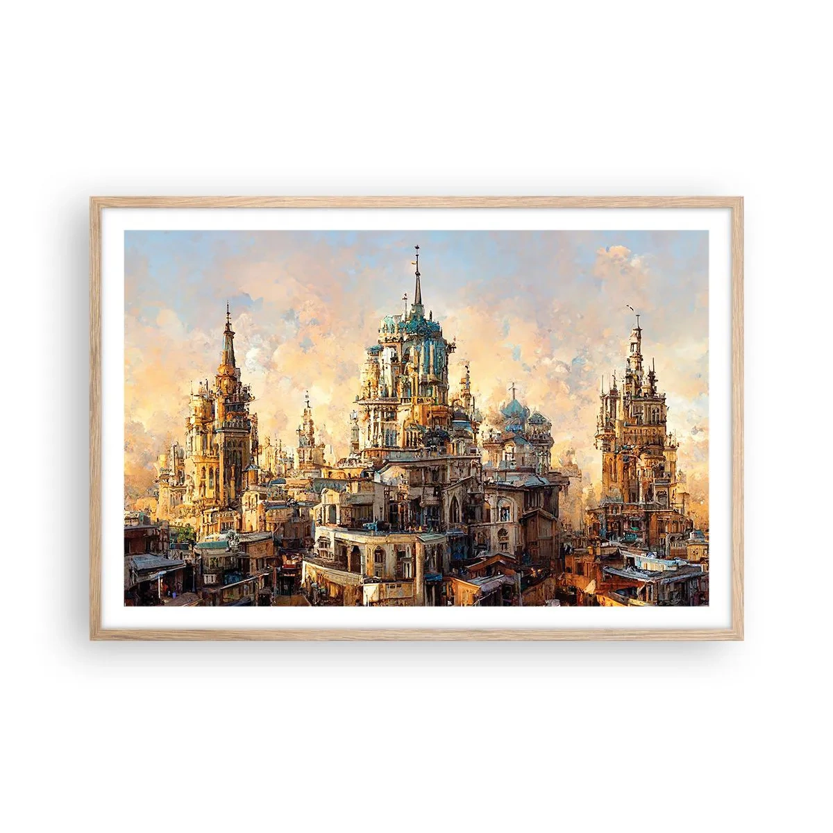 Poster în ramă de stejar deschis - Orașul tuturor orașelor - 91x61 cm