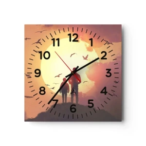 Ceas de perete - Ceas pe sticlă - Față în față cu soarele - 30x30 cm