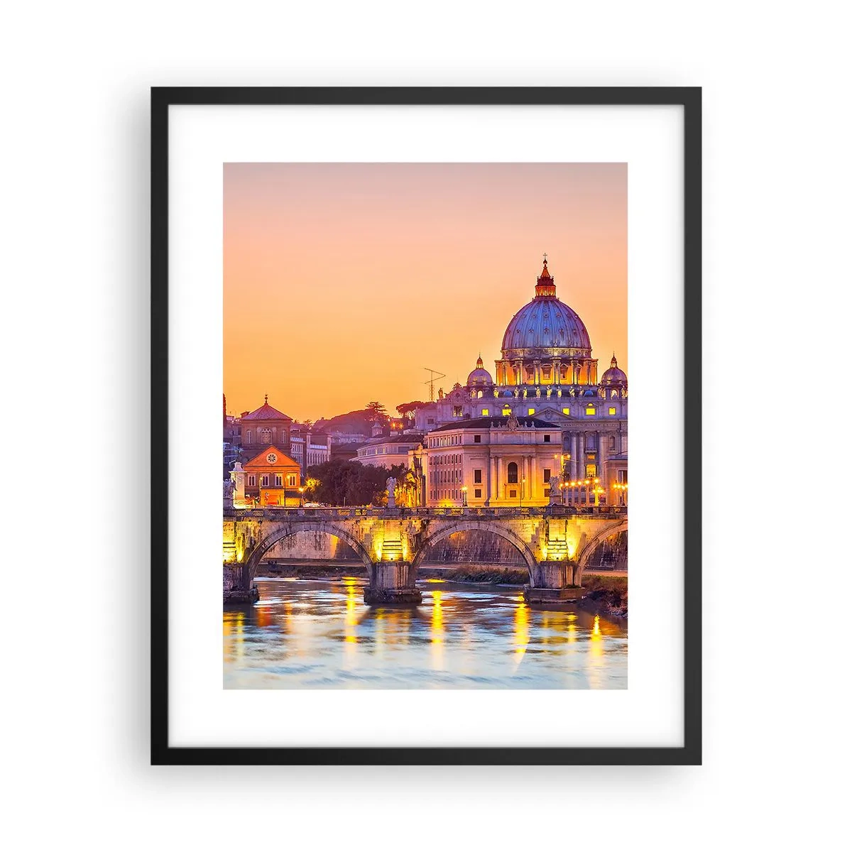 Poster în ramă neagră - Amurg deasupra Orașului Etern - 40x50 cm