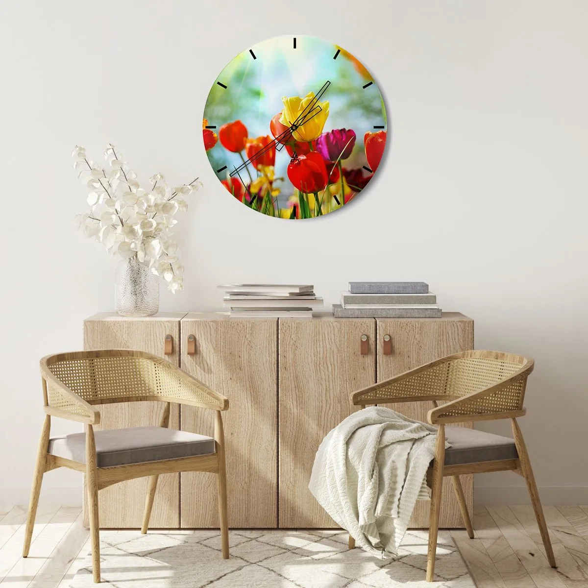 Ceas de perete - Ceas pe sticlă - Toate culorile soarelui - 30x30 cm