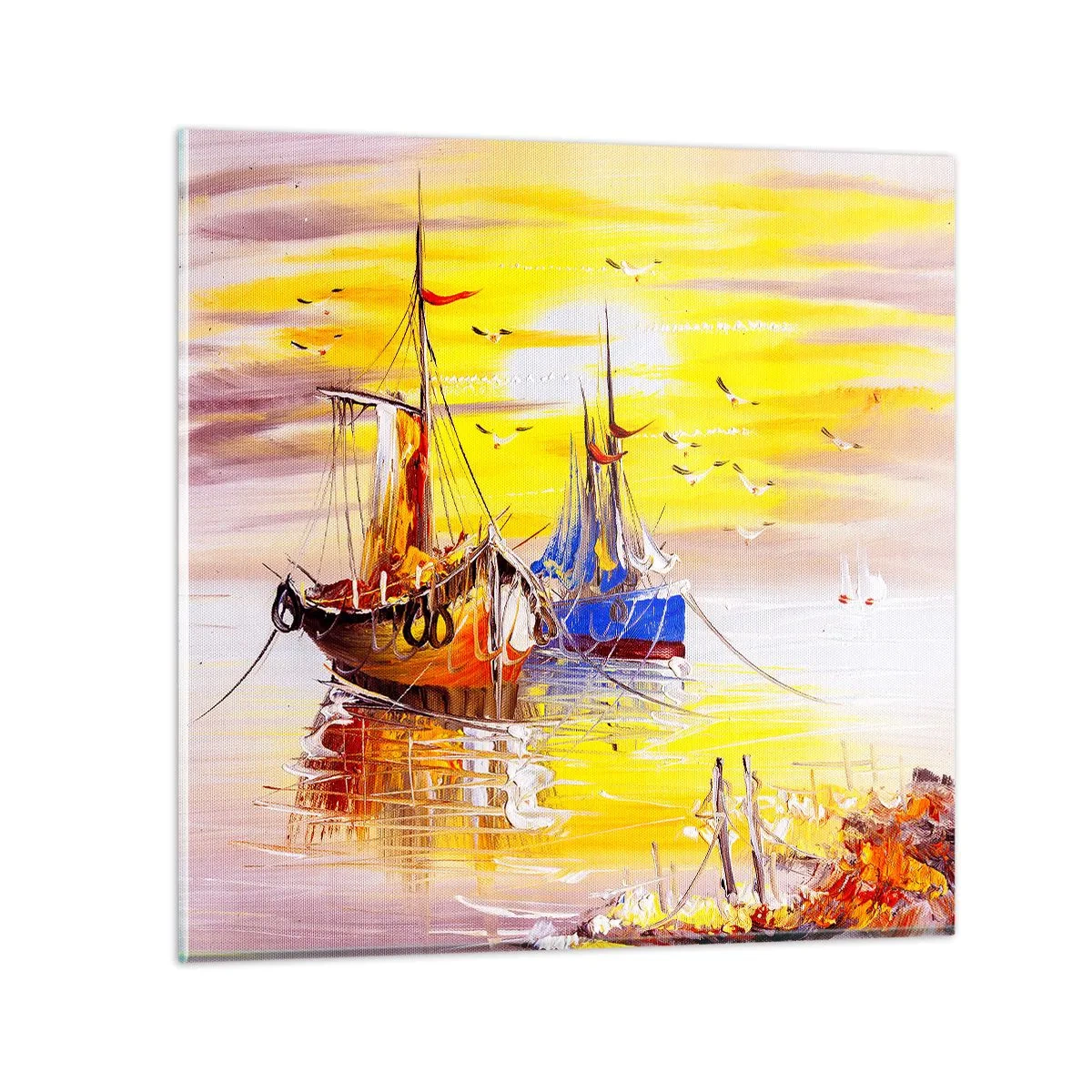 Tablou pe sticlă - O binemeritată odihnă în port - 40x40 cm