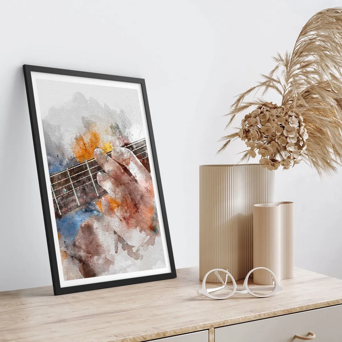 Poster în ramă neagră - Poezie între corzi - 70x100 cm