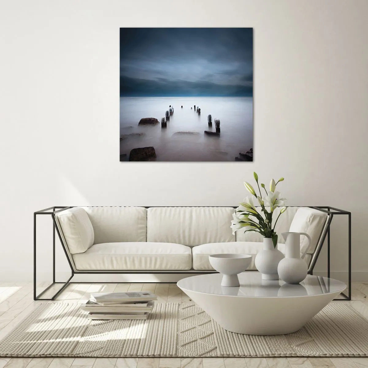 Tablou pe sticlă - Un lac în ceața calmă - 30x30 cm