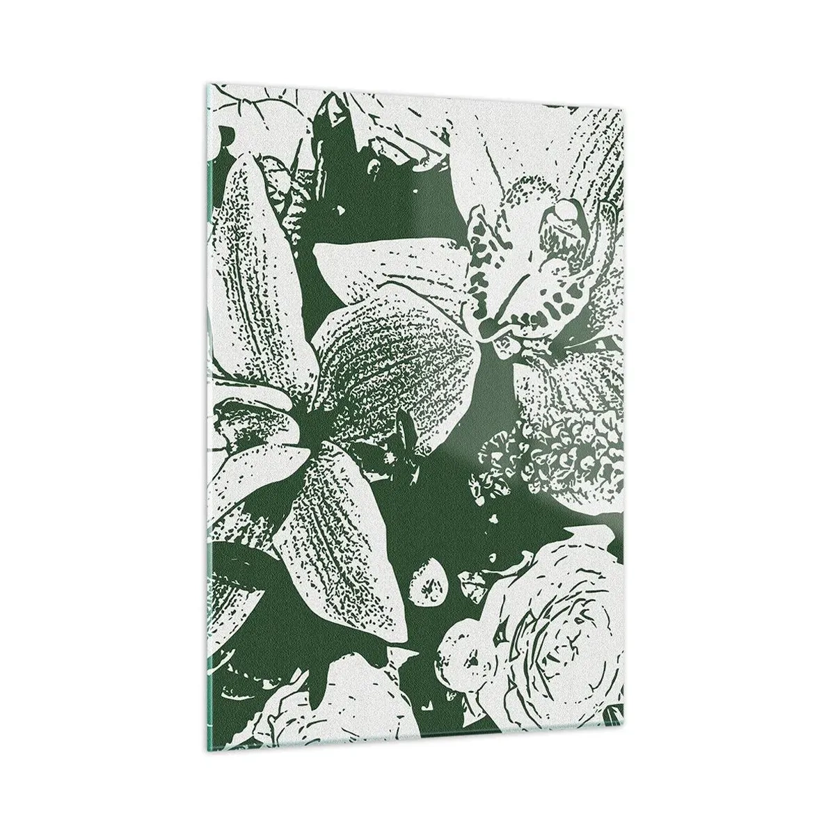 Tablou pe sticlă - Buchet - o lume de verde - 50x70 cm