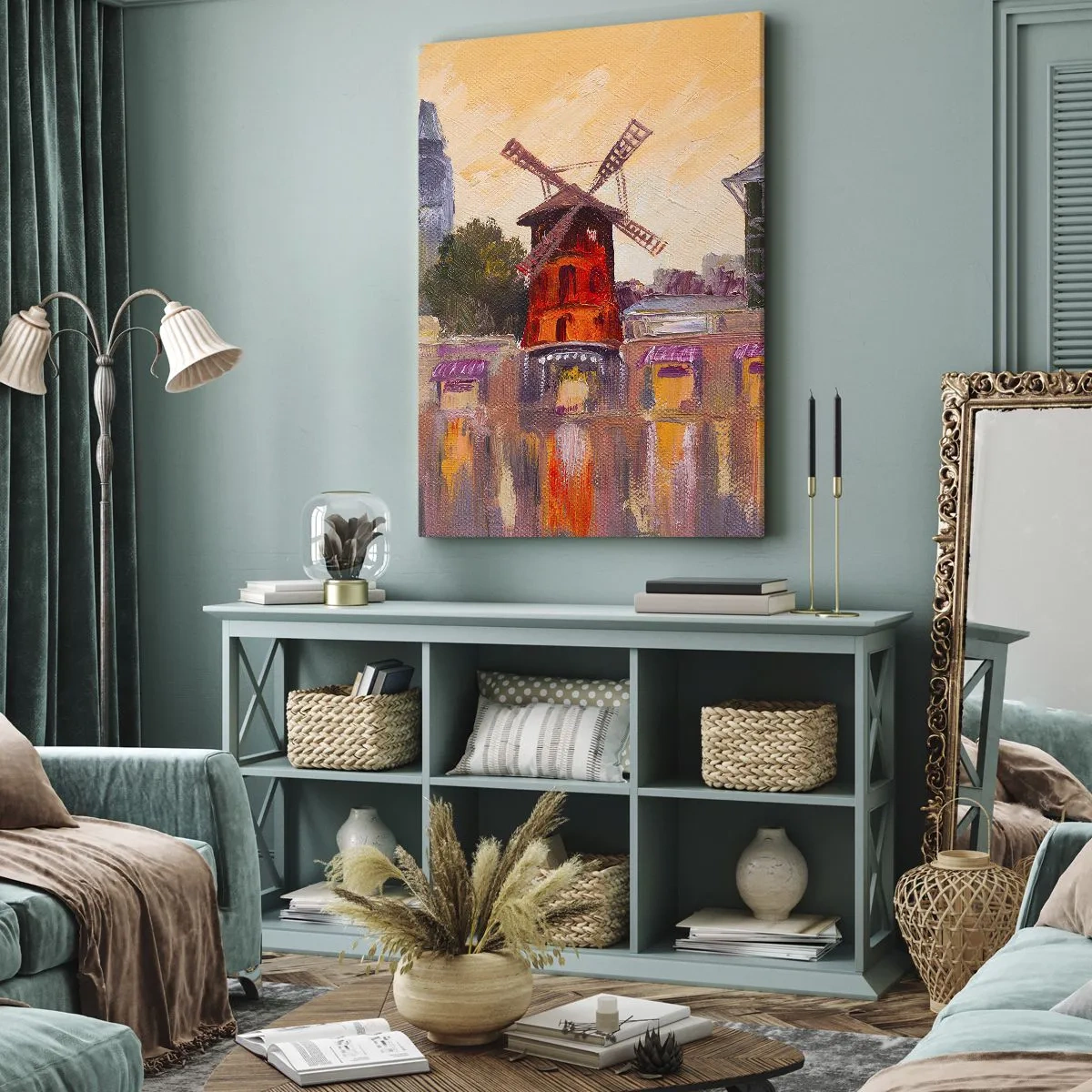 Tablou pe pânză - Icoane pariziene - Moulin Rouge - 55x100 cm