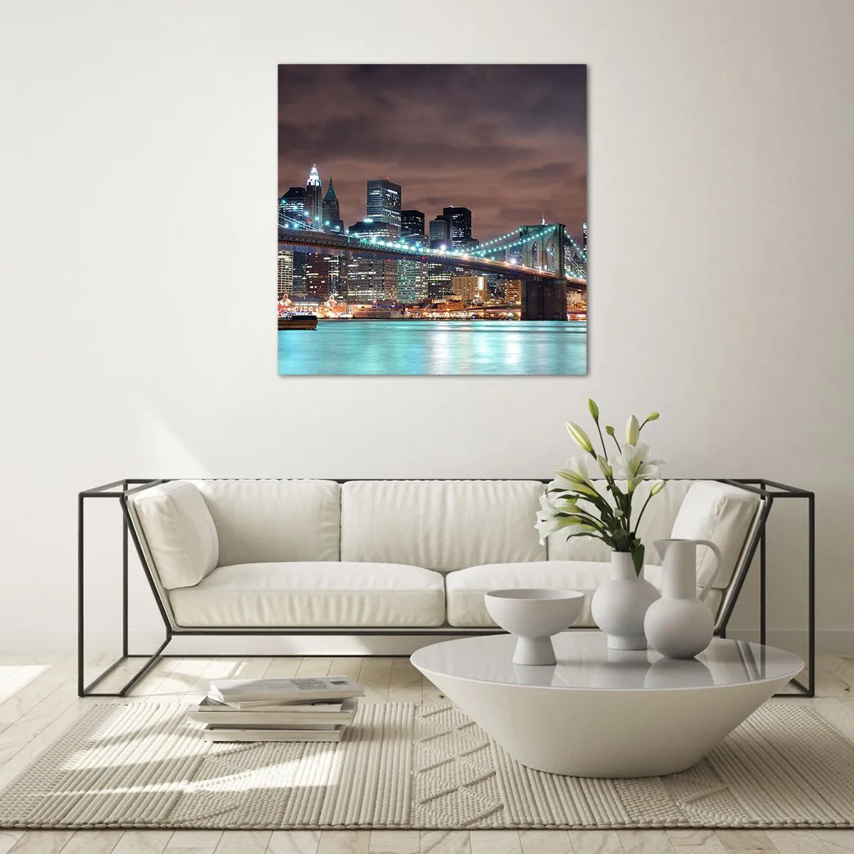 Tablou pe sticlă - Luminile marelui oraș - 60x60 cm