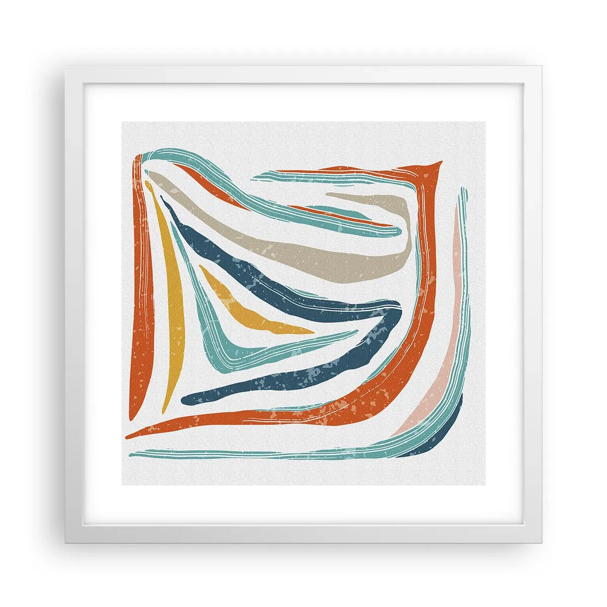 Poster în ramă albă - Abstracție prietenoasă și zâmbitoare - 40x40 cm