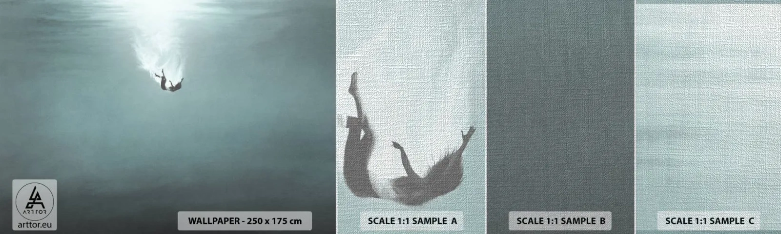 Mostră tapet Premium Canvas - În îmbrățișarea oceanului - Apă, Minimalism, Sub apă - 100x30 cm