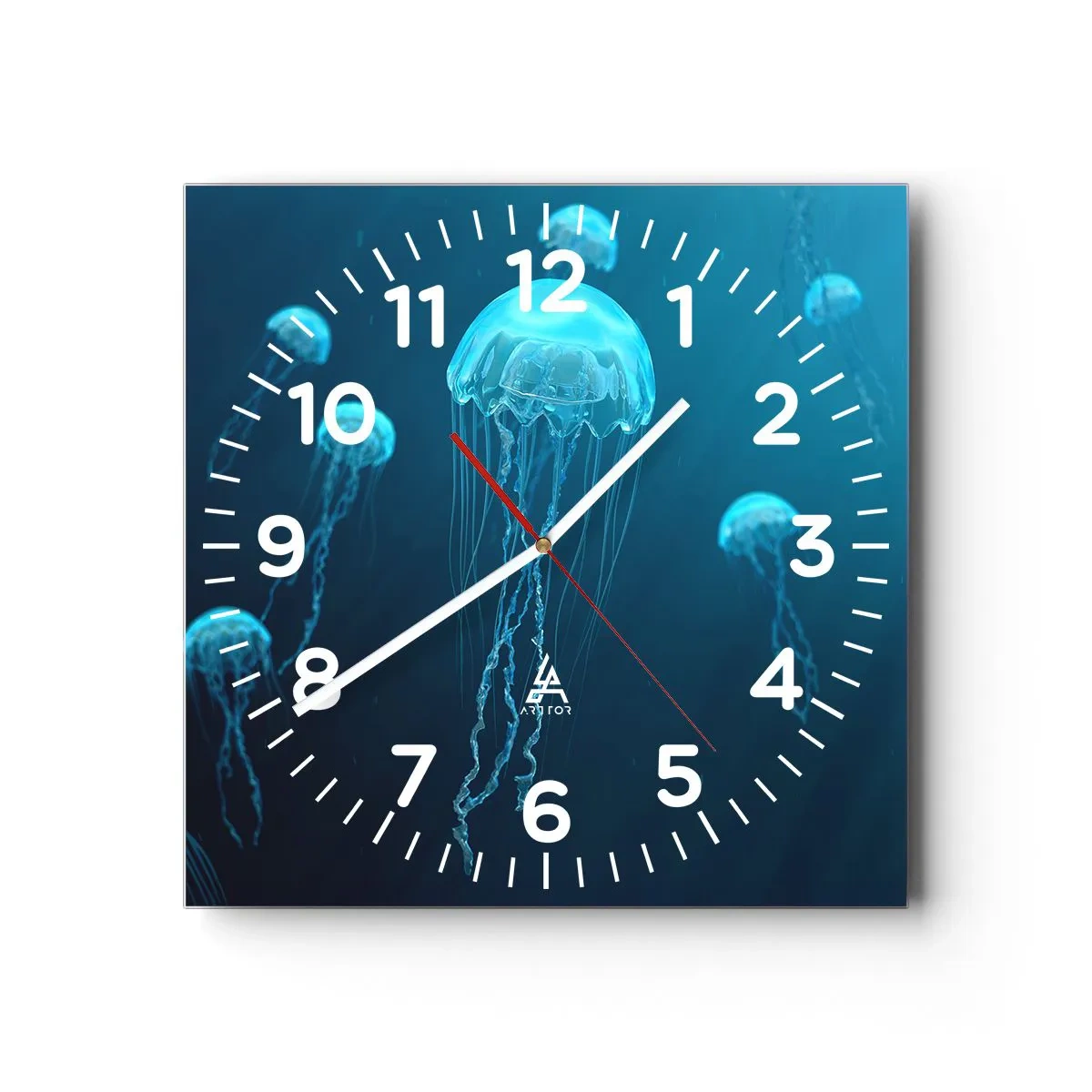 Ceas de perete - Ceas pe sticlă - Dansul oceanic - 40x40 cm
