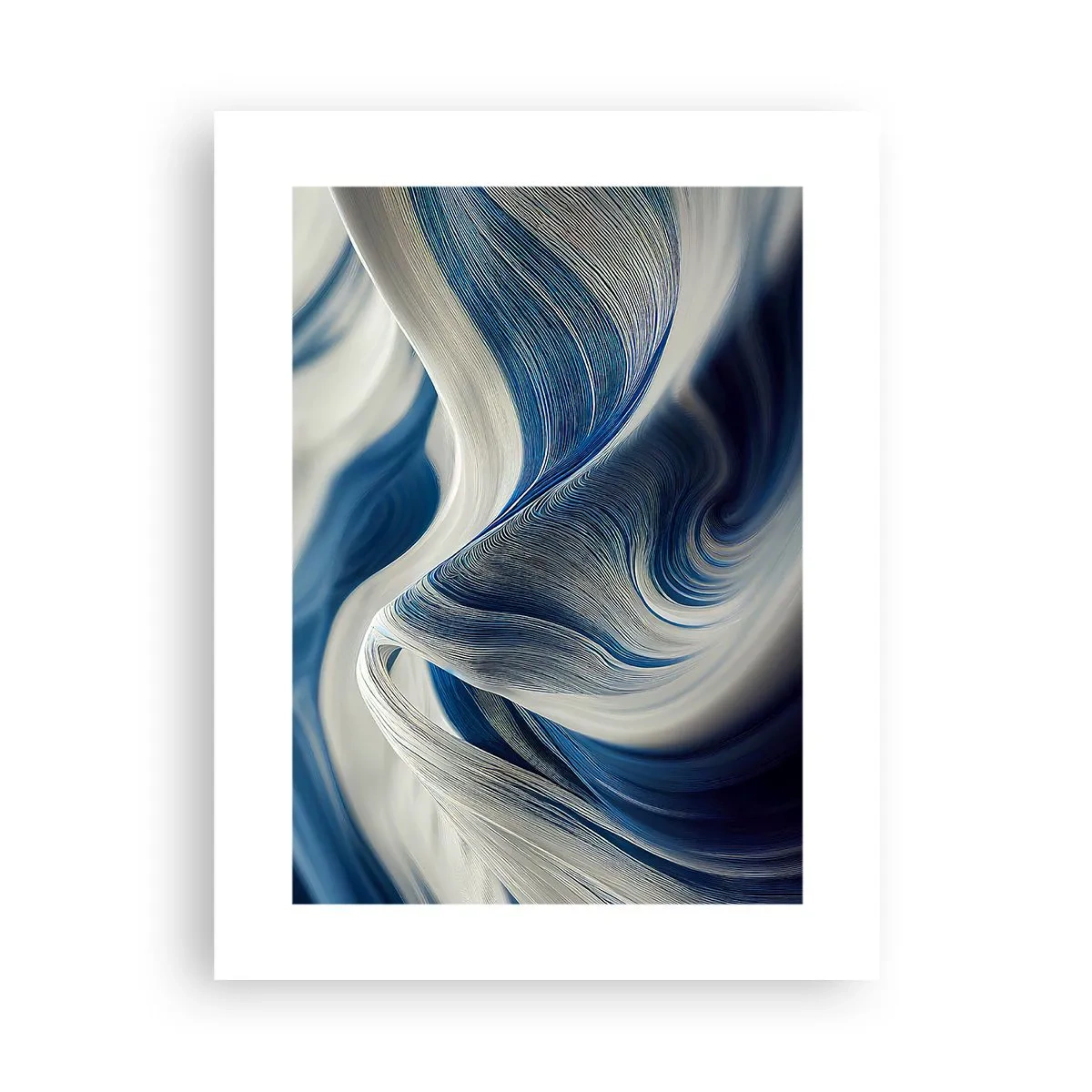 Poster - Fluiditate de albastru și alb - 30x40 cm
