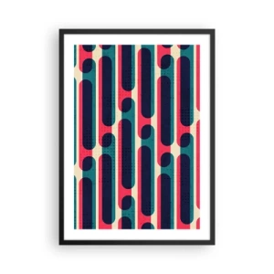 Poster în ramă neagră - Model geometric în nuanțe de roșu și albastru - 50x70cm - Înăuntru și înainte - Decorațiune modernă pentru perete pentru living și dormitor ARTTOR