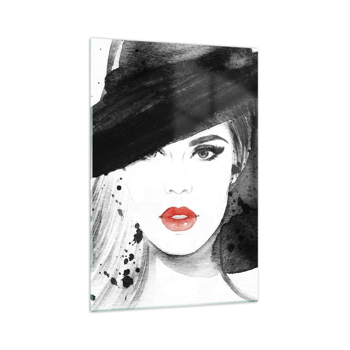 Tablou pe sticlă - Doamna în negru - 70x100 cm