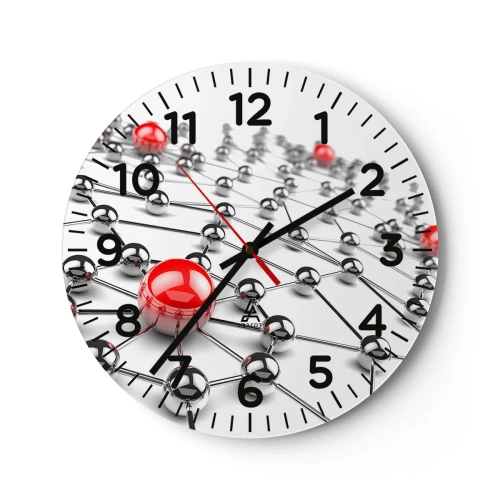 Ceas de perete - Ceas pe sticlă - Plasă de argint - 40x40 cm