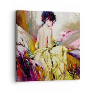 Tablou pe pânză - Mi⁠-⁠aș muia buzele în paharul cu vin de pe masa ta - 30x30 cm
