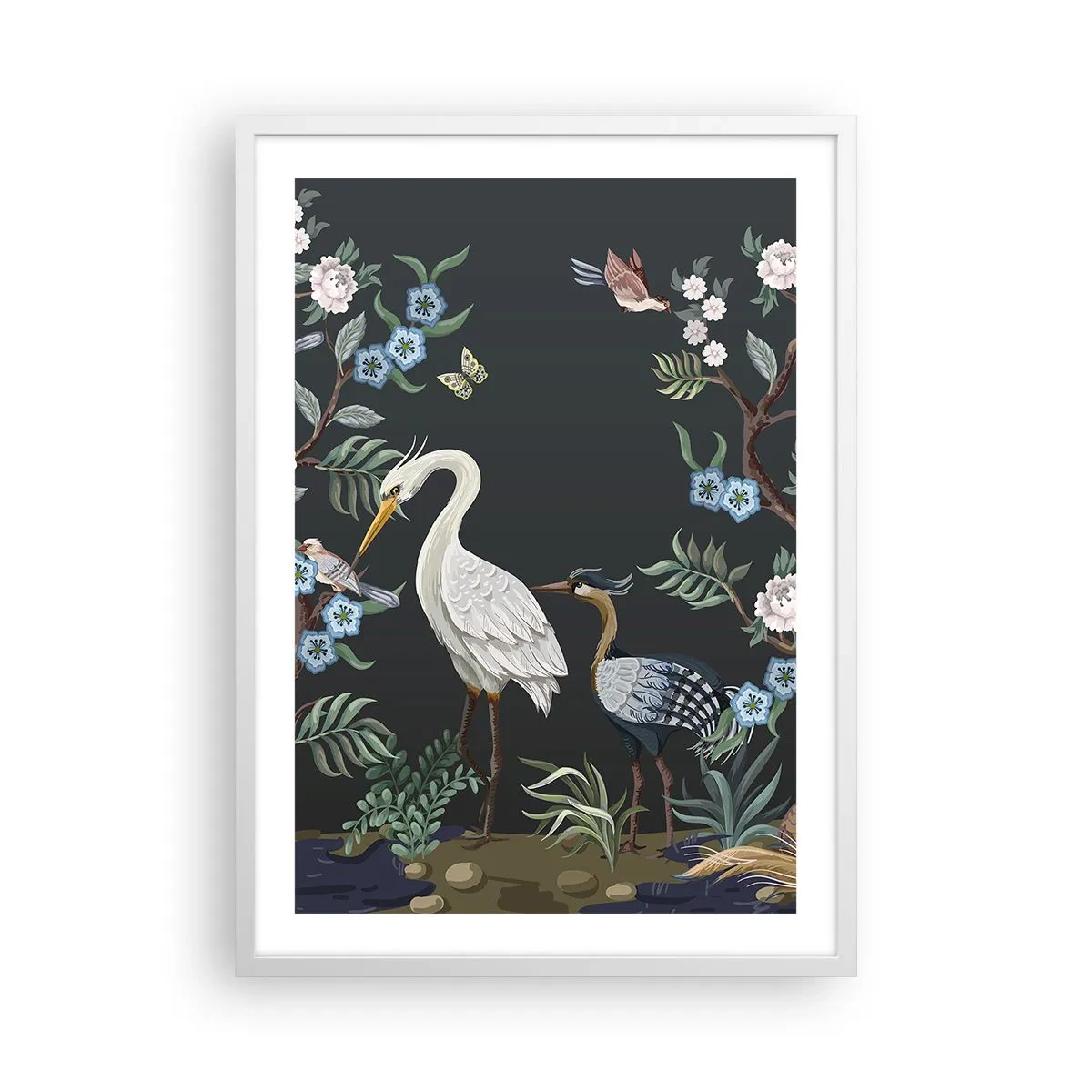 Poster în ramă albă - Parada păsărilor - 50x70 cm