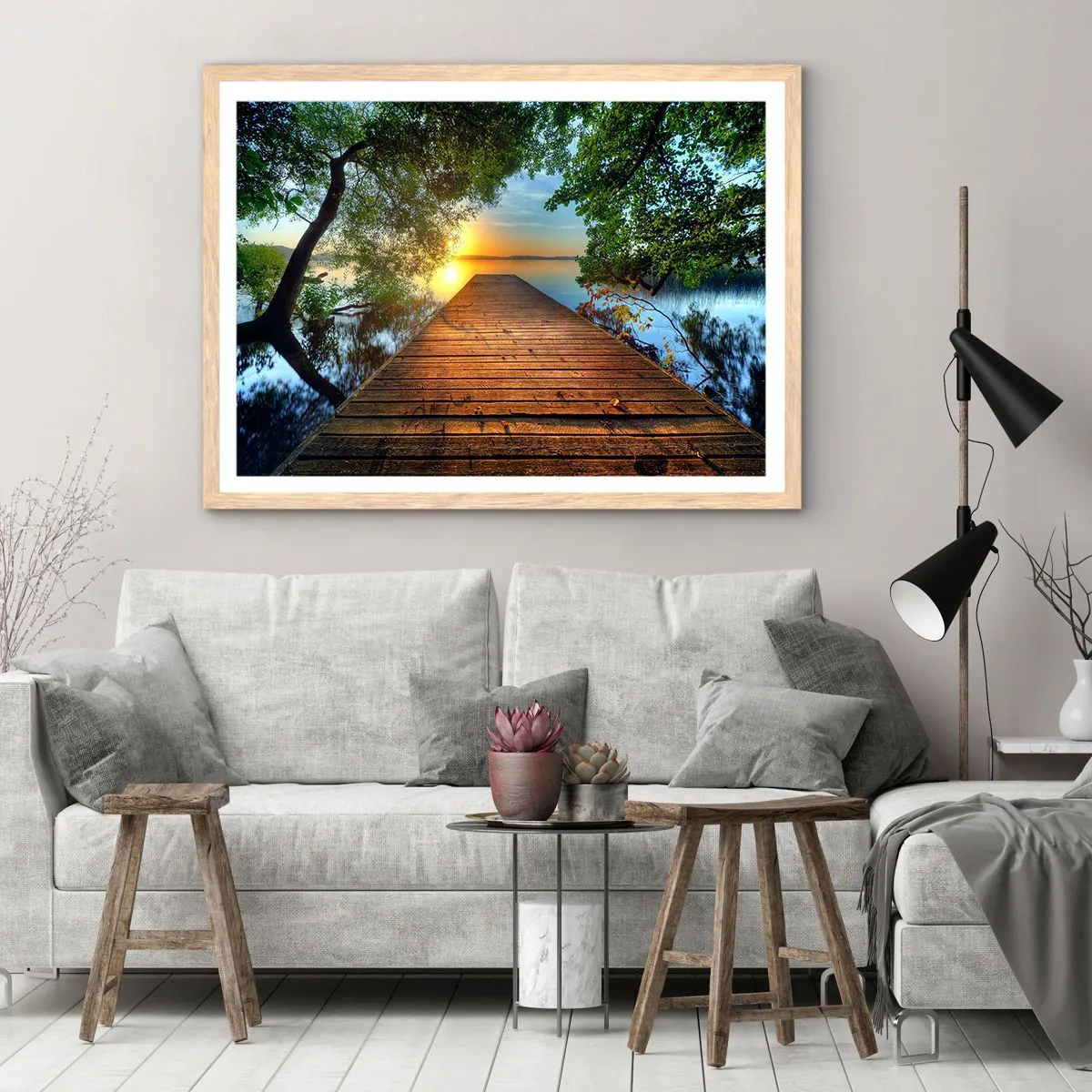 Poster în ramă de stejar deschis - Nu te grăbi, stai jos - 70x50 cm