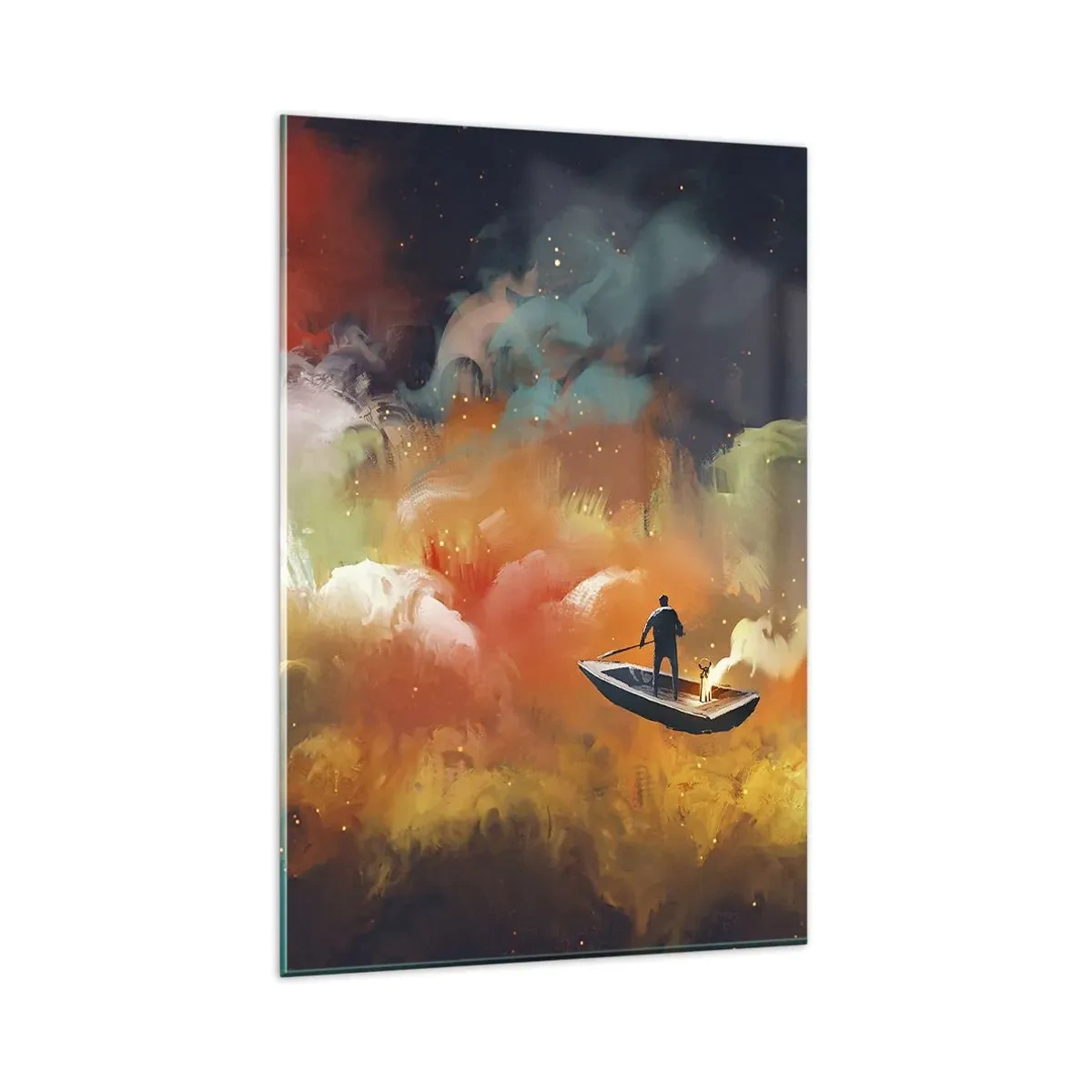 Tablou pe sticlă - Cu barca prin galaxie - 80x120 cm