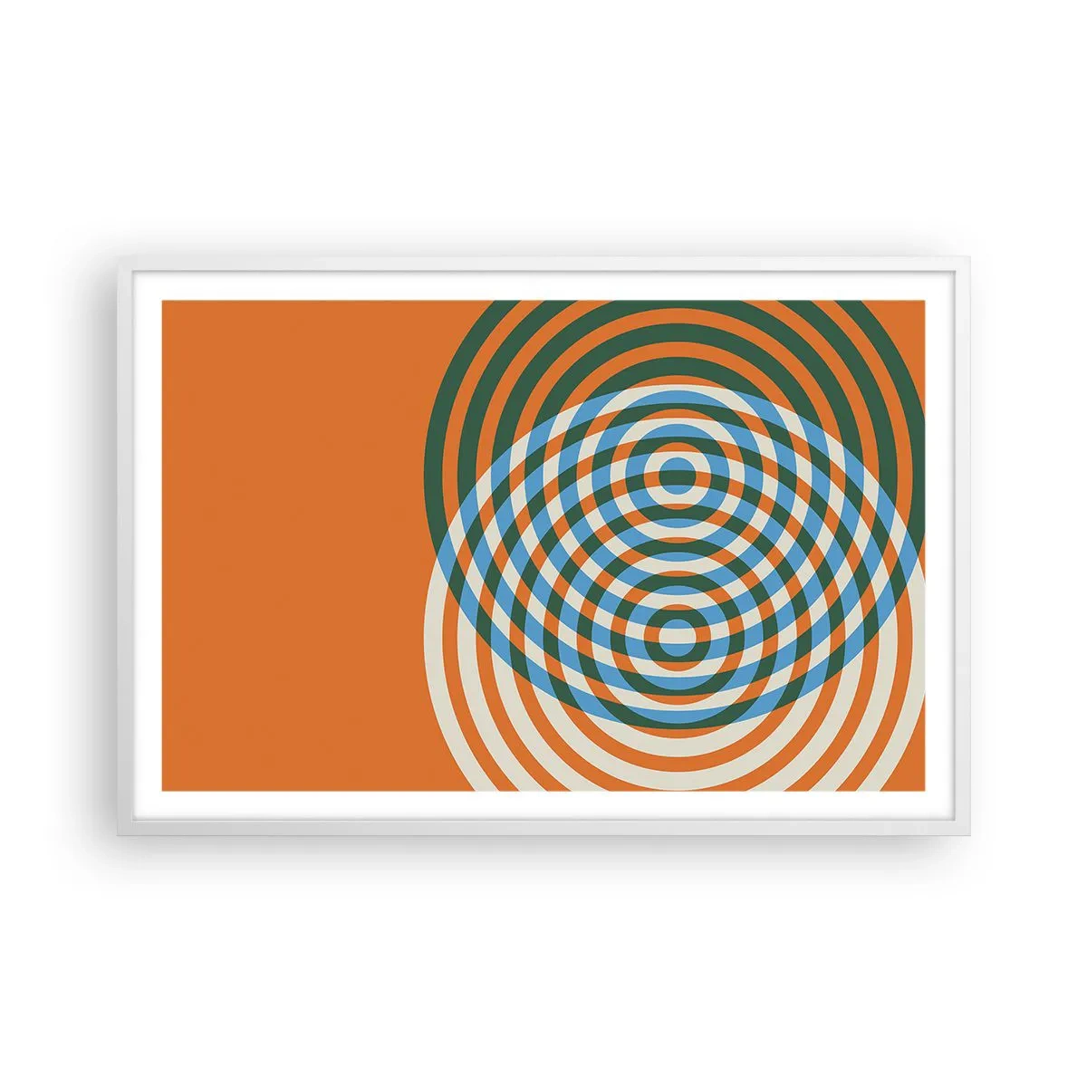 Poster în ramă albă - Variație circulară abstractă - 91x61 cm