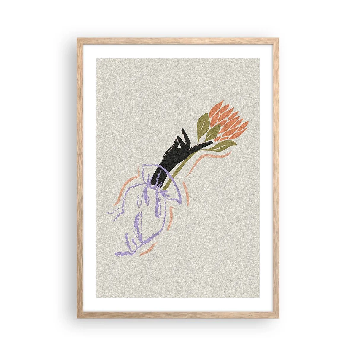 Poster în ramă de stejar deschis - Atingere surorială - 50x70 cm