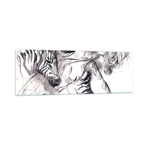 Tablou pe sticlă - Dansând cu zebrele - 90x30 cm