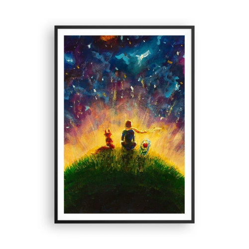 Poster în ramă neagră - Dragoste și prietenie - întreaga lume - 70x100 cm