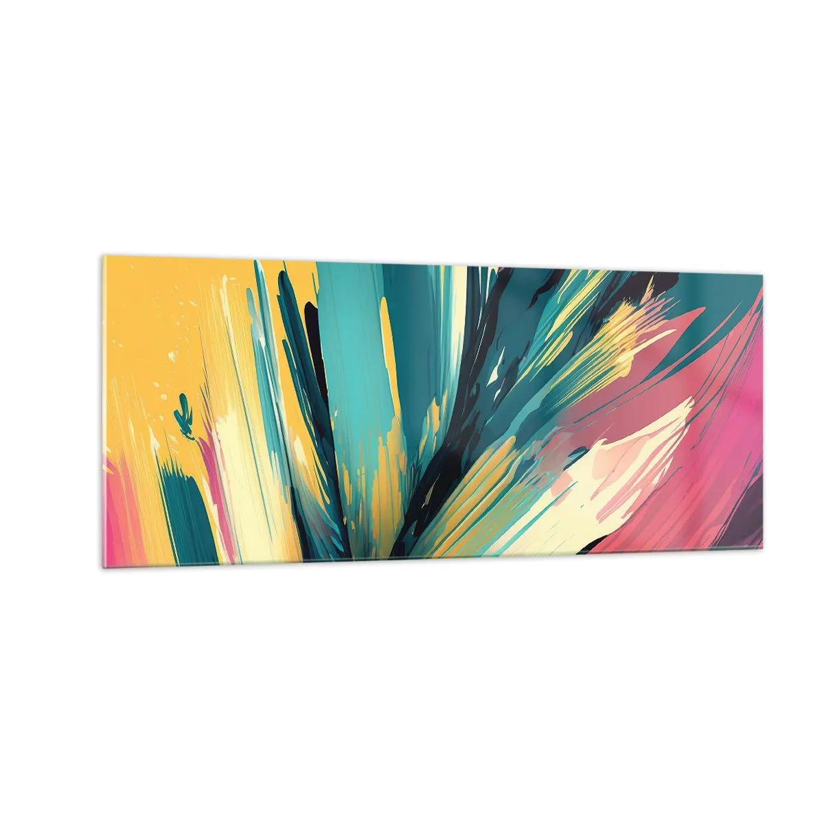 Tablou pe sticlă - Compoziția - o explozie de bucurie - 100x40 cm