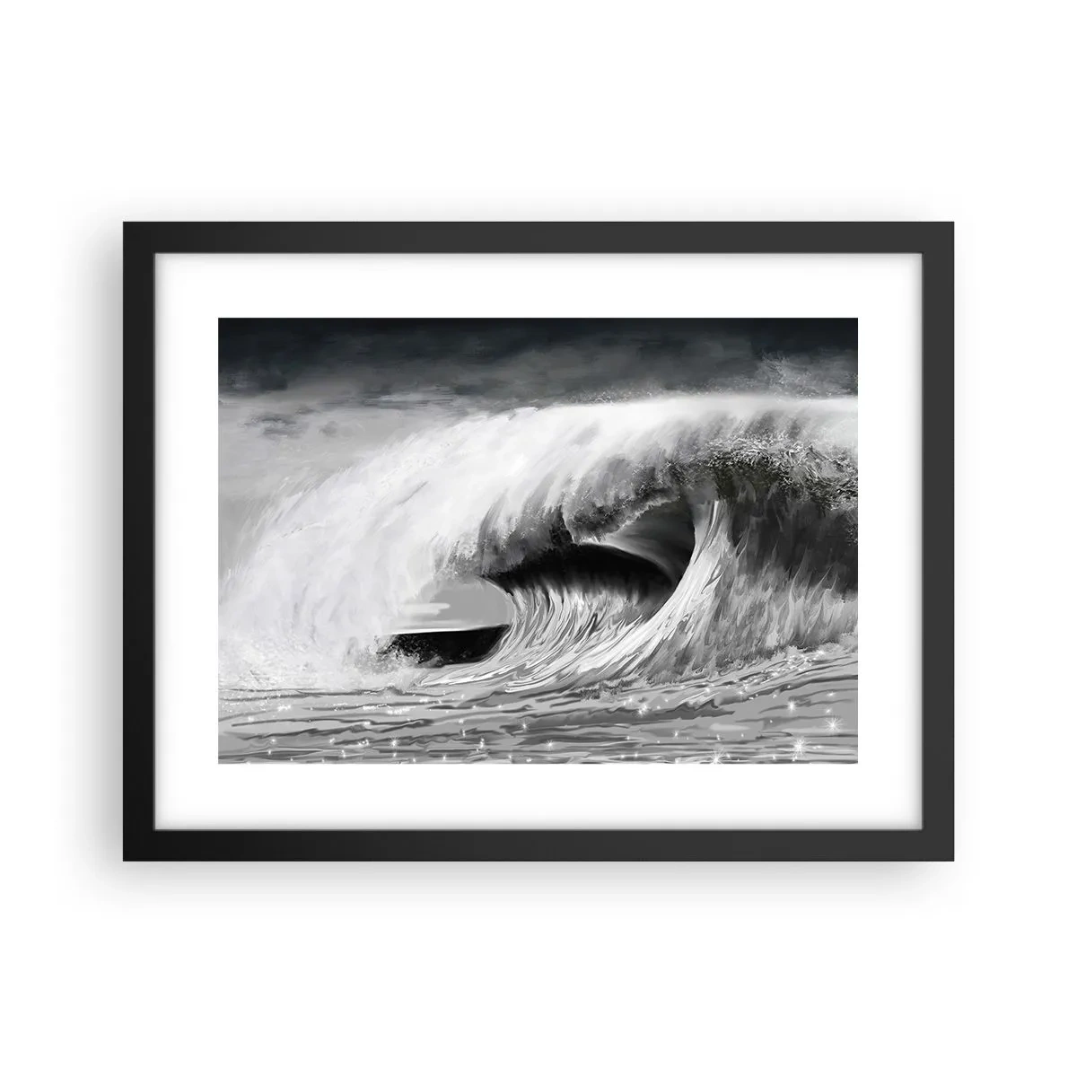Poster în ramă neagră - Mânia oceanului - 40x30 cm