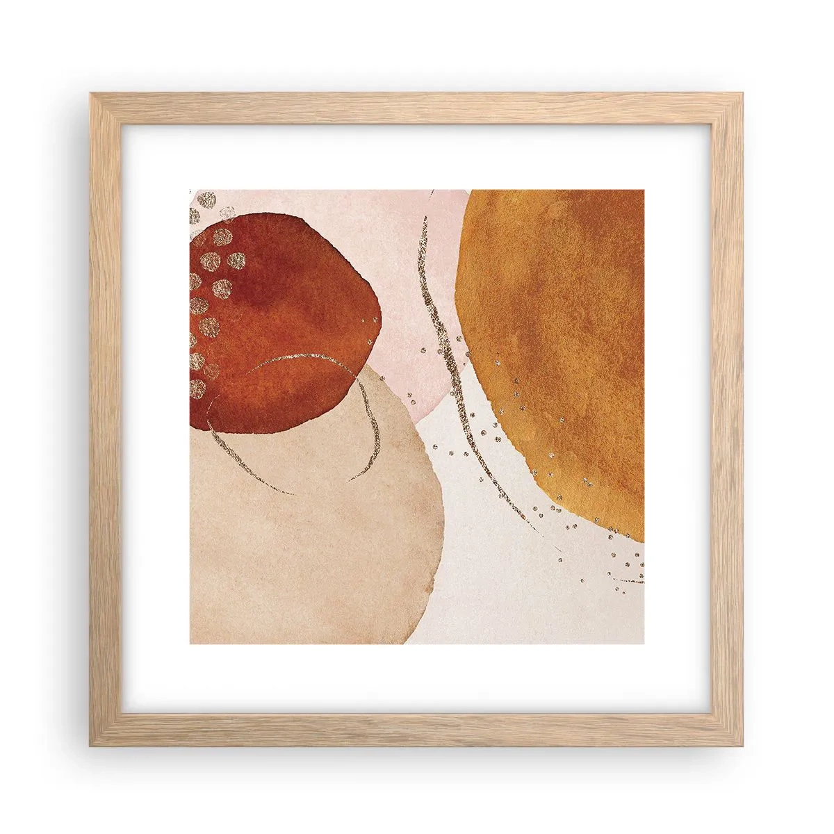 Poster în ramă de stejar deschis - Rotunjime și mișcare - 30x30 cm