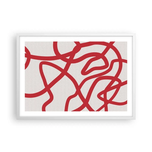Poster în ramă albă - Roșu pe alb - 70x50 cm