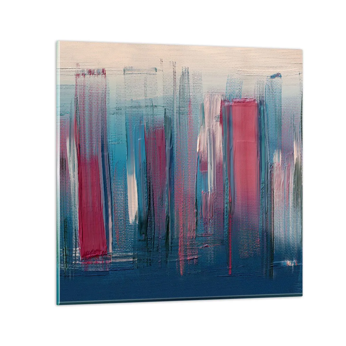 Tablou pe sticlă - Compoziție verticală în albastru și roșu - 30x30 cm