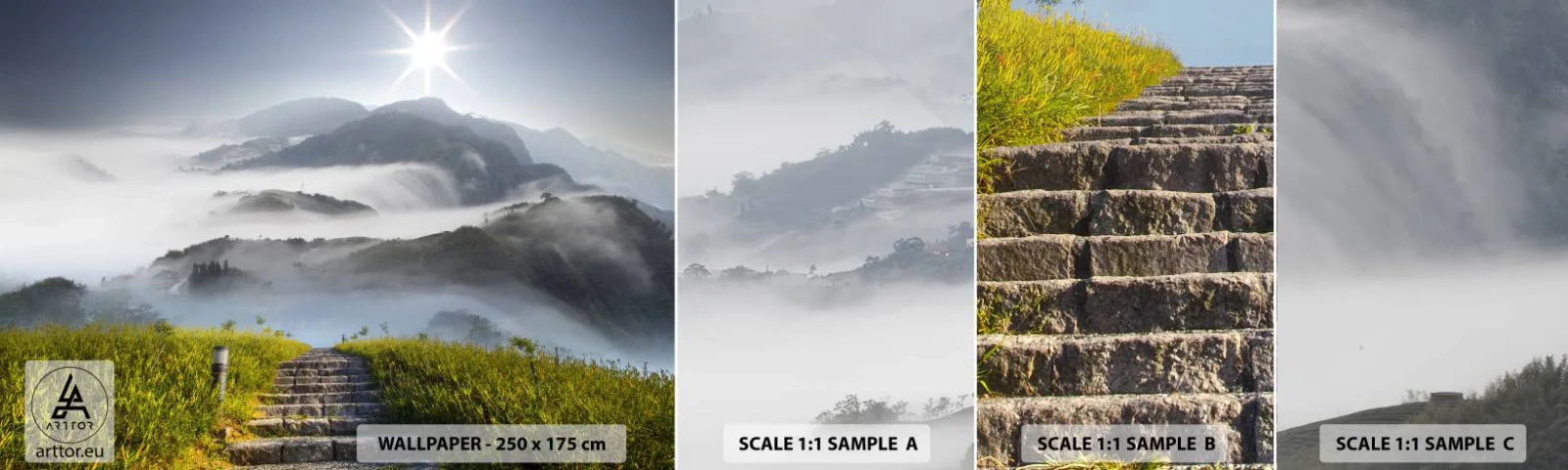 Mostră tapet autocolant Deluxe Sticker - Tot spre nori - Peisaj, Munţi, parc național - 100x30 cm