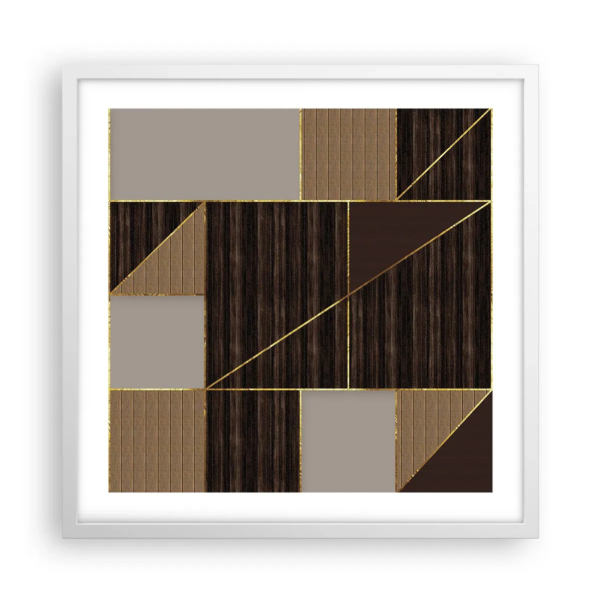 Poster în ramă albă - Un mozaic de maro și auriu - 50x50 cm