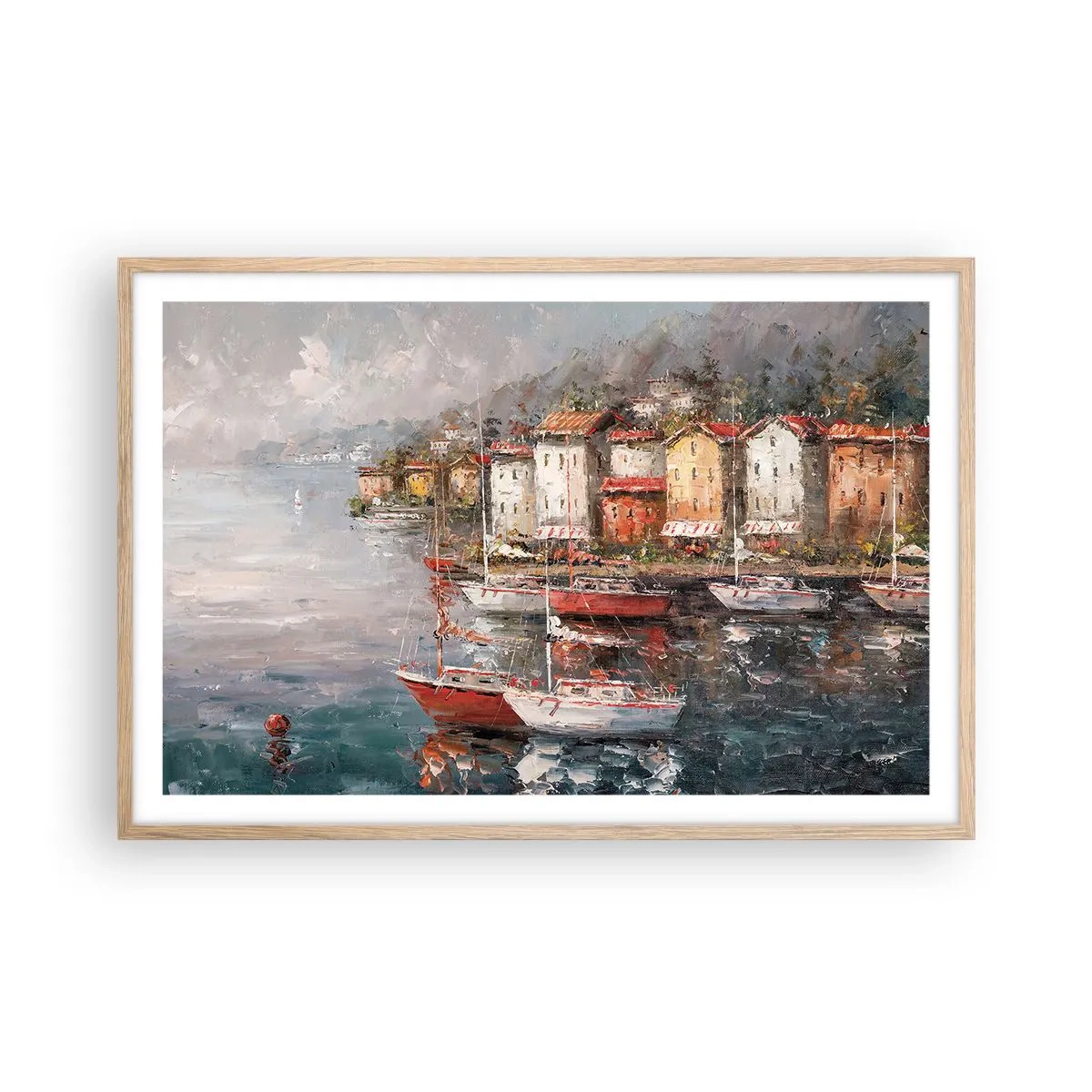 Poster în ramă de stejar deschis - Portul romantic - 91x61 cm