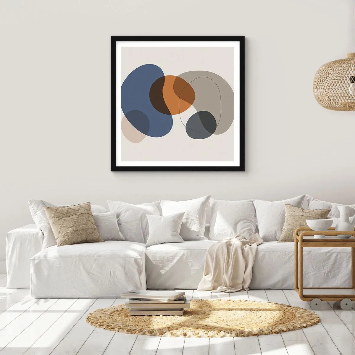 Poster în ramă neagră - Picături de culoare - 50x50 cm