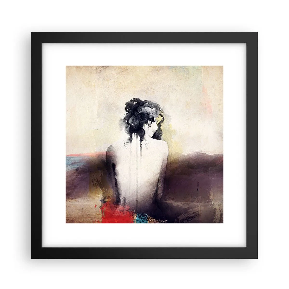Poster în ramă neagră - Linii moi, forme ovale - 30x30 cm